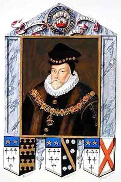 Portrait of Edward Fiennes de Clinton 1st Earl of Lincoln from Memoirs of the Court of Queen Elizabeth Oil Painting by Sarah Countess of Essex