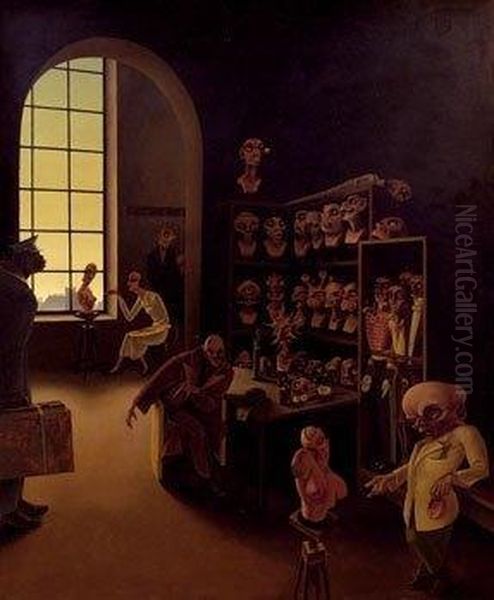 Beim Moulagenmacher Oil Painting by Franz Sedlacek