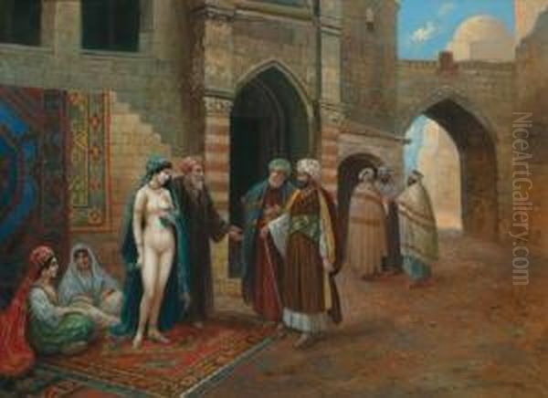 At A Bazaar Oil Painting by Stephan Sedlacek