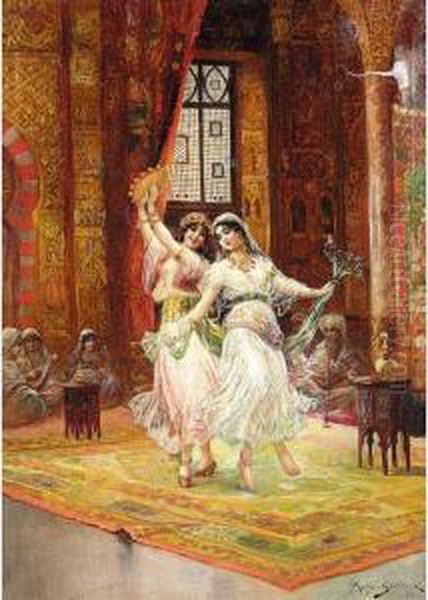 Harem Dancers Oil Painting by Stephan Sedlacek