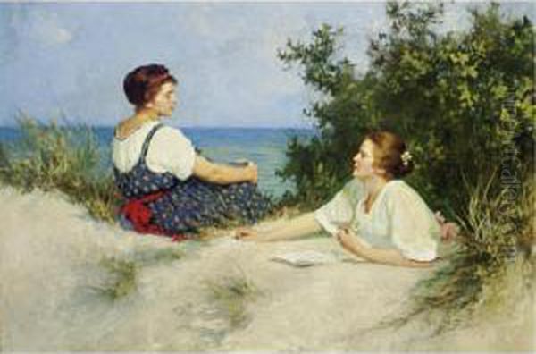 Sitting In The Dunes Oil Painting by Hermann Seeger