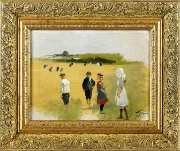 Kinder Am Strand Oil Painting by Hermann Seeger