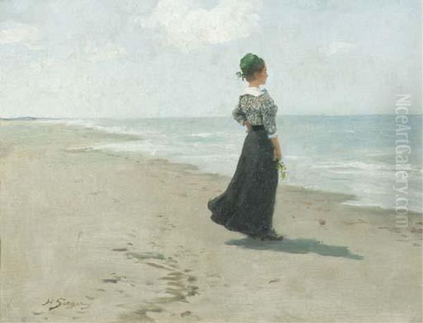 Looking Out To Sea At Fano Island, Denmark Oil Painting by Hermann Seeger