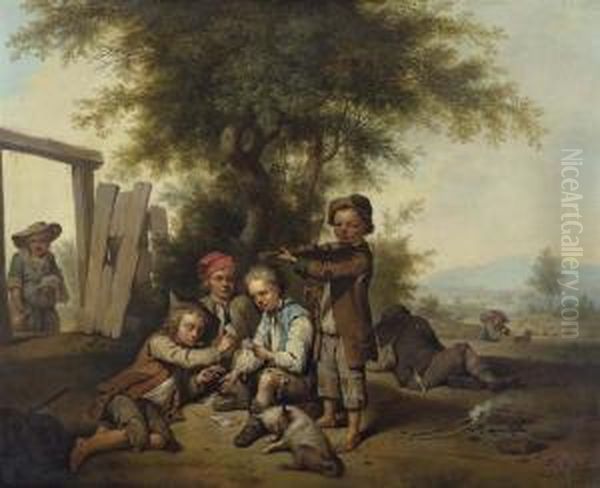 Children At Play. Oil Painting by Joseph Conrad Seekatz