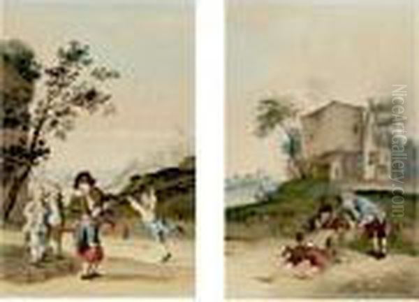 Children Playing In Landscapes Oil Painting by Joseph Conrad Seekatz