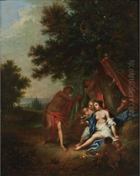 A Bacchanale With Nymphs And Satyrs In A Wooded Landscape Oil Painting by Joseph Conrad Seekatz