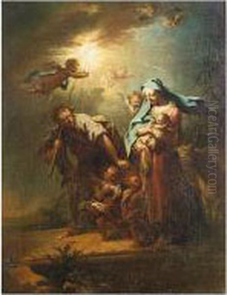 The Flight Into Egypt Oil Painting by Joseph Conrad Seekatz