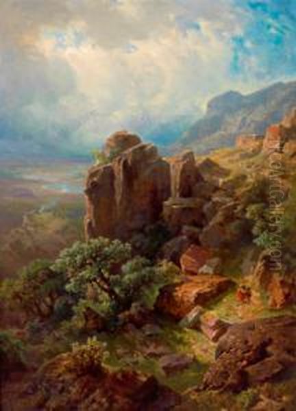 Paesaggio Montuoso Oil Painting by Gottfried Seelos