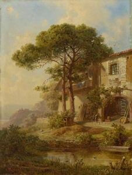 Der Weinhof Kofler Auf
 Ceslar Oil Painting by Gottfried Seelos