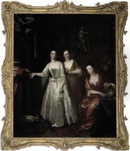 Portrait Of Three Ladies Oil Painting by Enoch Seeman