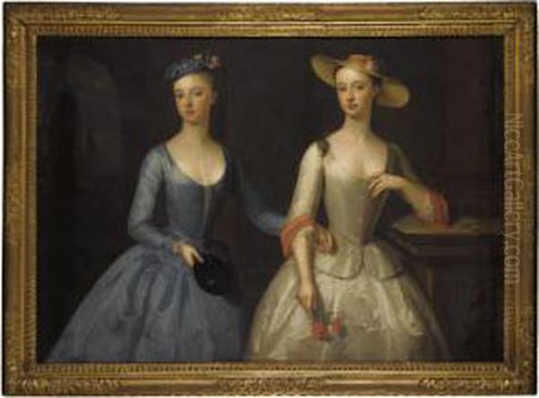 Double Portrait Of Lady Sophia And Lady Charlotte Fermor Oil Painting by Enoch Seeman