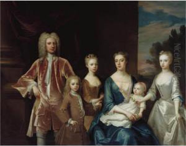 The Cope Family Portrait Oil Painting by Enoch Seeman