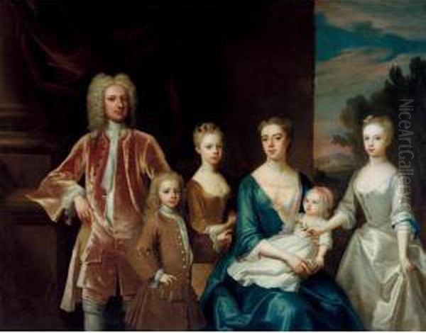 The Cope Family Portrait Oil Painting by Enoch Seeman