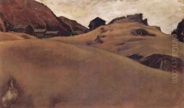 Almlandschaft im Otztal Oil Painting by Albin Egger-Lienz