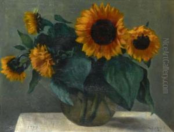 Les Tournesols Oil Painting by Arthur Segal