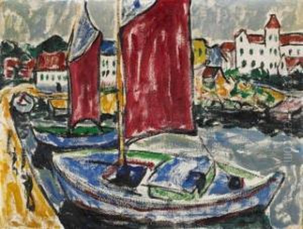 Schiffe Im Hafen Oil Painting by Arthur Segal