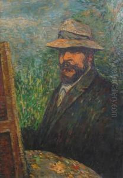 The Painter In Front Of The Easel Oil Painting by Arthur Segal