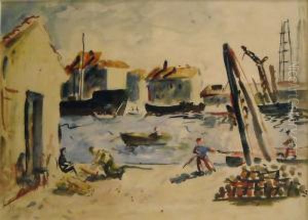 Port Oil Painting by Arthur Segal