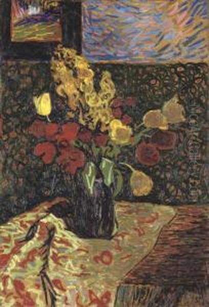 Stilleben Mit Blumen Oil Painting by Arthur Segal