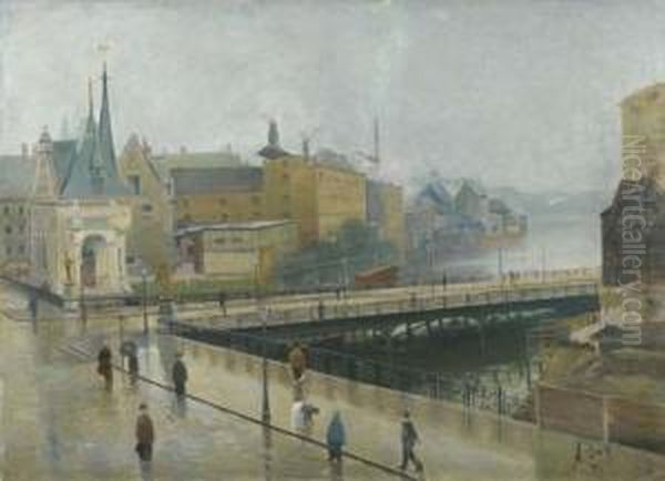 View Of Ostende Oil Painting by Arthur Segal