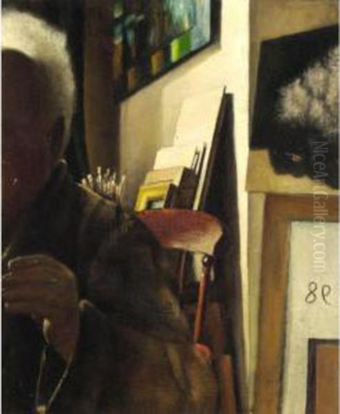 Self Portrait In The Studio Oil Painting by Arthur Segal