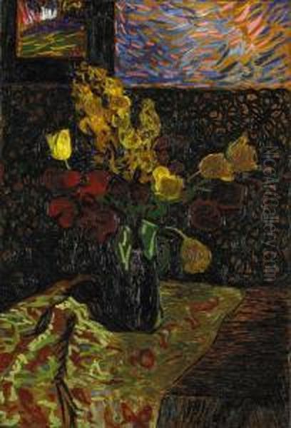 Stilleben Mit Blumen Oil Painting by Arthur Segal