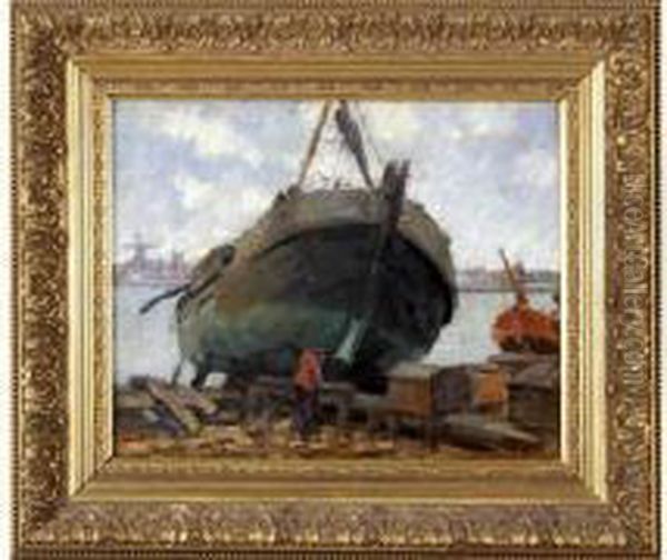 le Bateau En Cale Seche Oil Painting by Adrien Segers