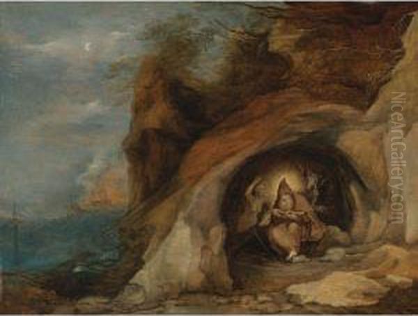 Landscape With Temptation Of St. Anthony Oil Painting by Daniel Seghers