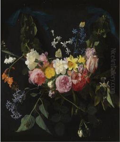 A Swag Of Flowers Oil Painting by Daniel Seghers