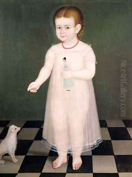 Young Girl with a Doll Oil Painting by Jose Maria Estrada