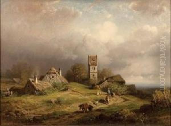 Romantische Landschaft Oil Painting by August Seidel