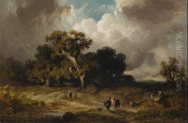 Landschaft Mit Aufziehendem Gewitter. Oil Painting by August Seidel