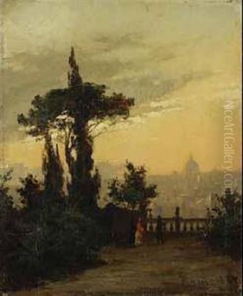 Abendstimmung In Rom. Oil Painting by August Seidel