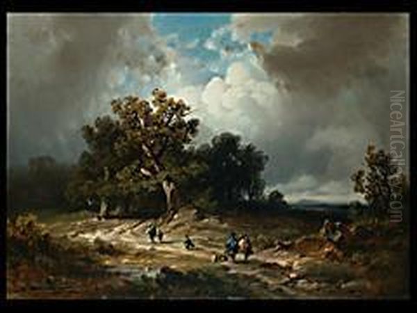 Jager In Landschaft Oil Painting by August Seidel