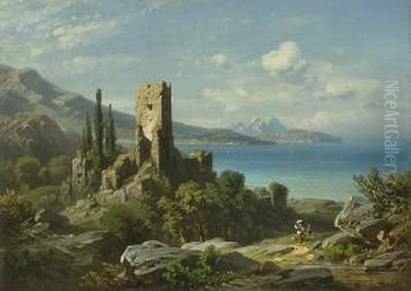 Sudliche Meereskuste. Oil Painting by August Seidel