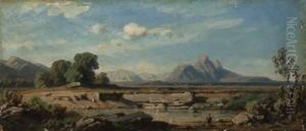 Sudliche
 Gebirgslandschaft. Oil Painting by August Seidel