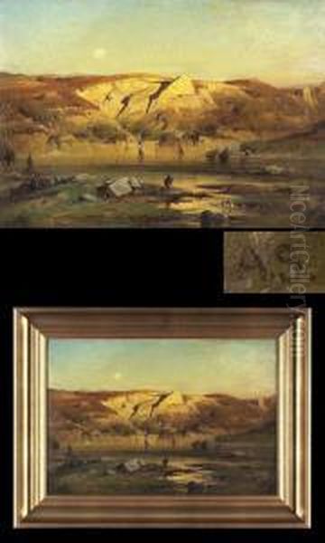 Romantische Gebirgsseelandschaft Oil Painting by August Seidel