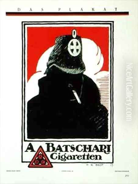 Advertisement for A Batschari Cigarettes from Das Plakat Oil Painting by Hans Rudi Erdt