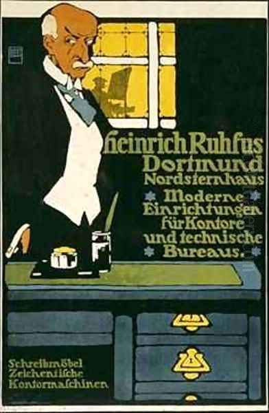 German advertisement for an office furniture handler in Dortmund Oil Painting by Hans Rudi Erdt