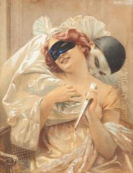 Pierrot Et Colombine Oil Painting by Guillaume Seignac