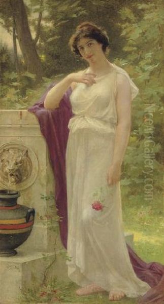 Young Woman With A Rose Oil Painting by Guillaume Seignac