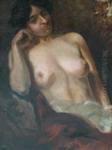 Unfinished Female Nude, Seated Half-length Oil Painting by Guillaume Seignac