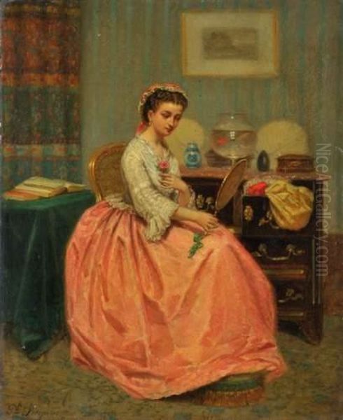 Jeune Fille Au Miroir. Oil Painting by Paul Seignac