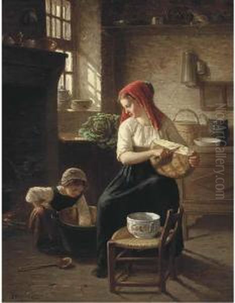 Mother's Little Helper Oil Painting by Paul Seignac