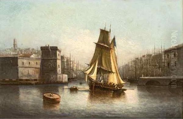 Oilier Dans Le Port De Marseille. Oil Painting by Paul Seignon