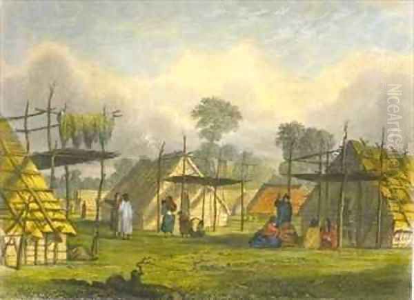 Dakotah village Oil Painting by Eastman, Captain Seth