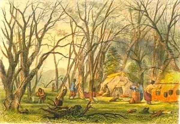 Indian Sugar Camp Oil Painting by Eastman, Captain Seth