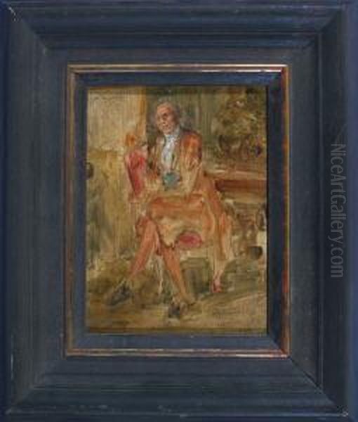 Edelmann Auf Einem Stuhl Im Interieur Sitzend Oil Painting by Carl Seiler