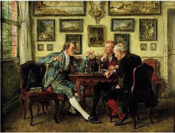 The Discussion Oil Painting by Carl Seiler