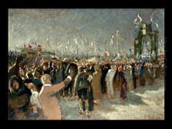 Auf Dem Oktoberfest In Munchen Oil Painting by Carl Seiler